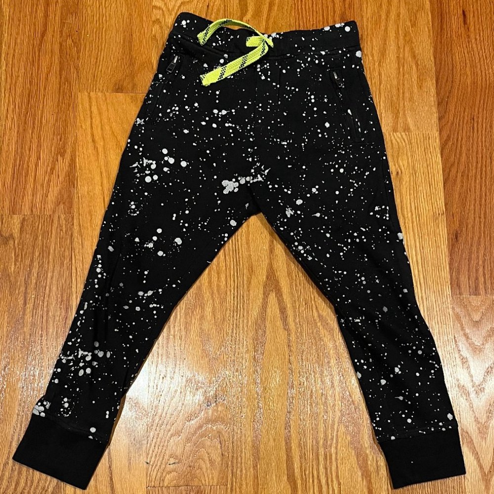 Crewcut Boy's Sweatpants - Black with faux bleach stains (Size 6)